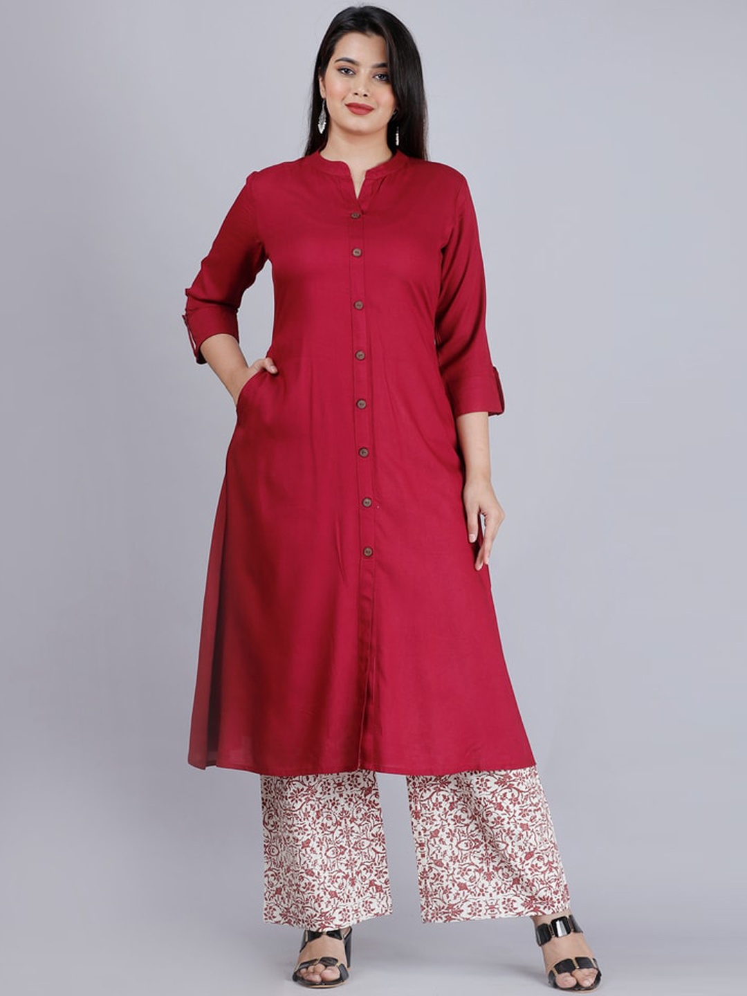 

MAUKA Women Maroon Kurta with Palazzos