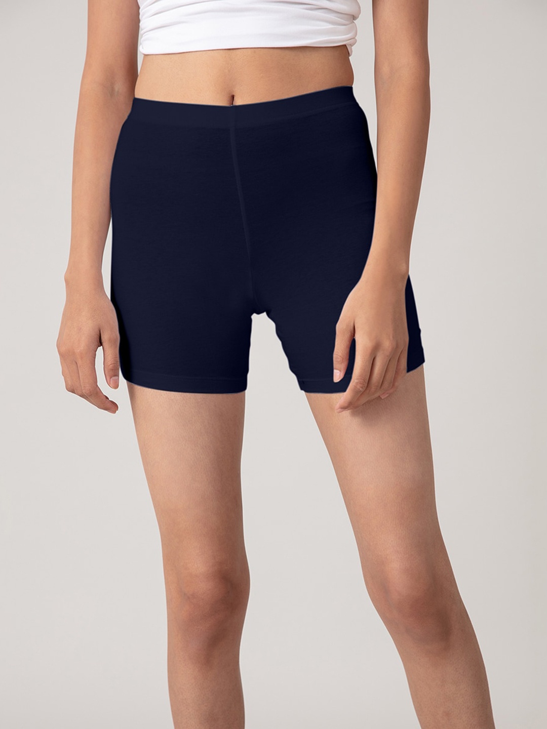 

Nykd Women Mid Rise Stretch Cycling Sports Shorts, Navy blue