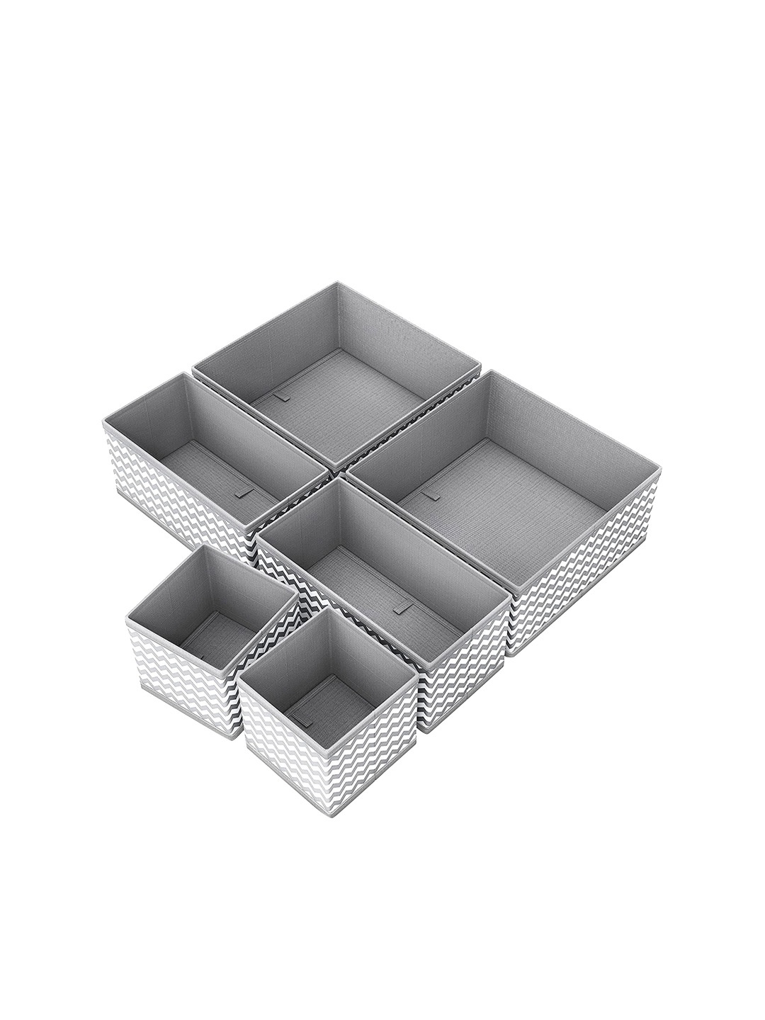

HOUSE OF QUIRK Set Of 6 Grey Printed Storage Box Closet Drawer Organizer