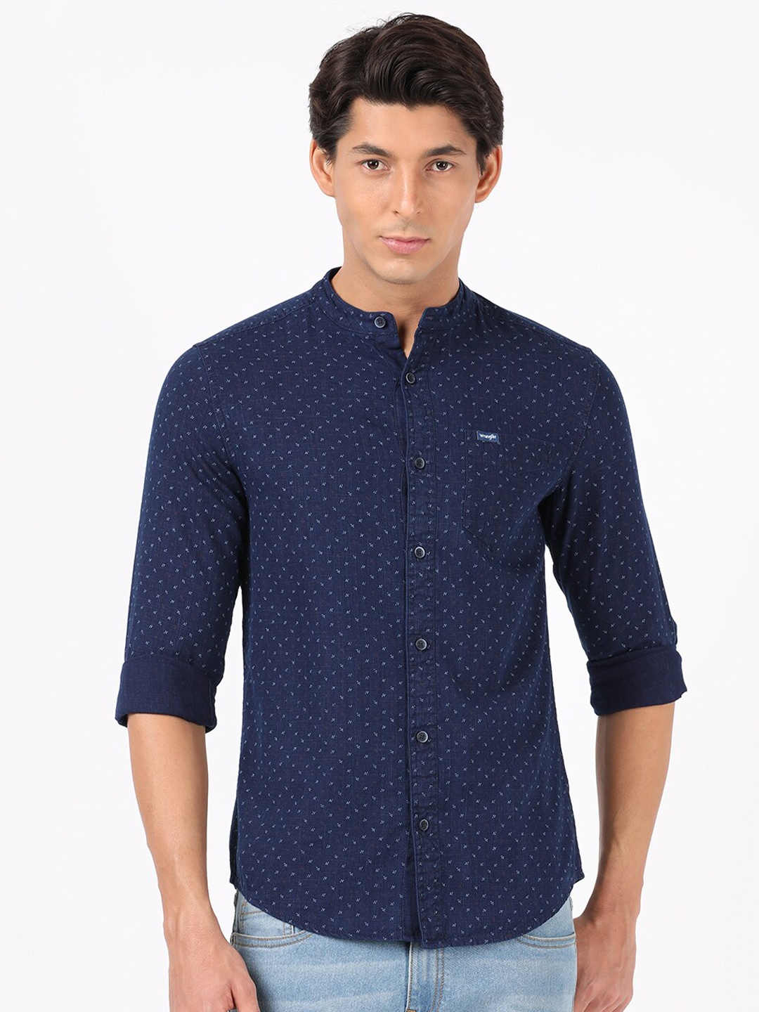 Wrangler Men Blue Slim Fit Printed Casual Shirt