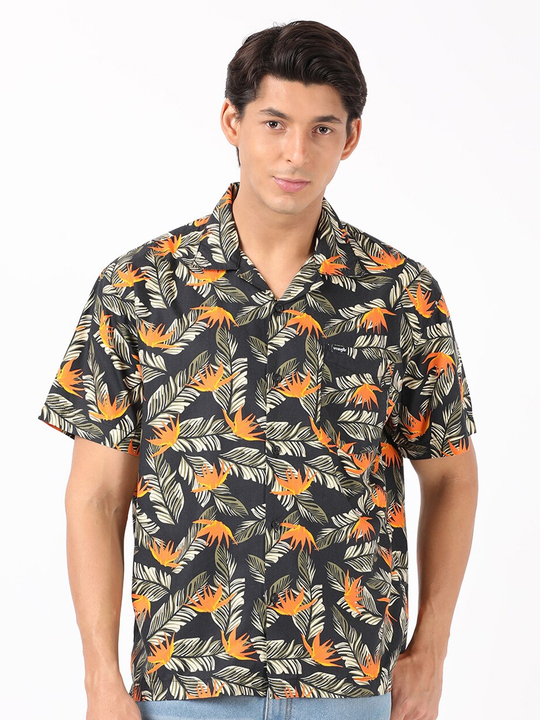 Wrangler Men Black Floral Printed Casual Shirt