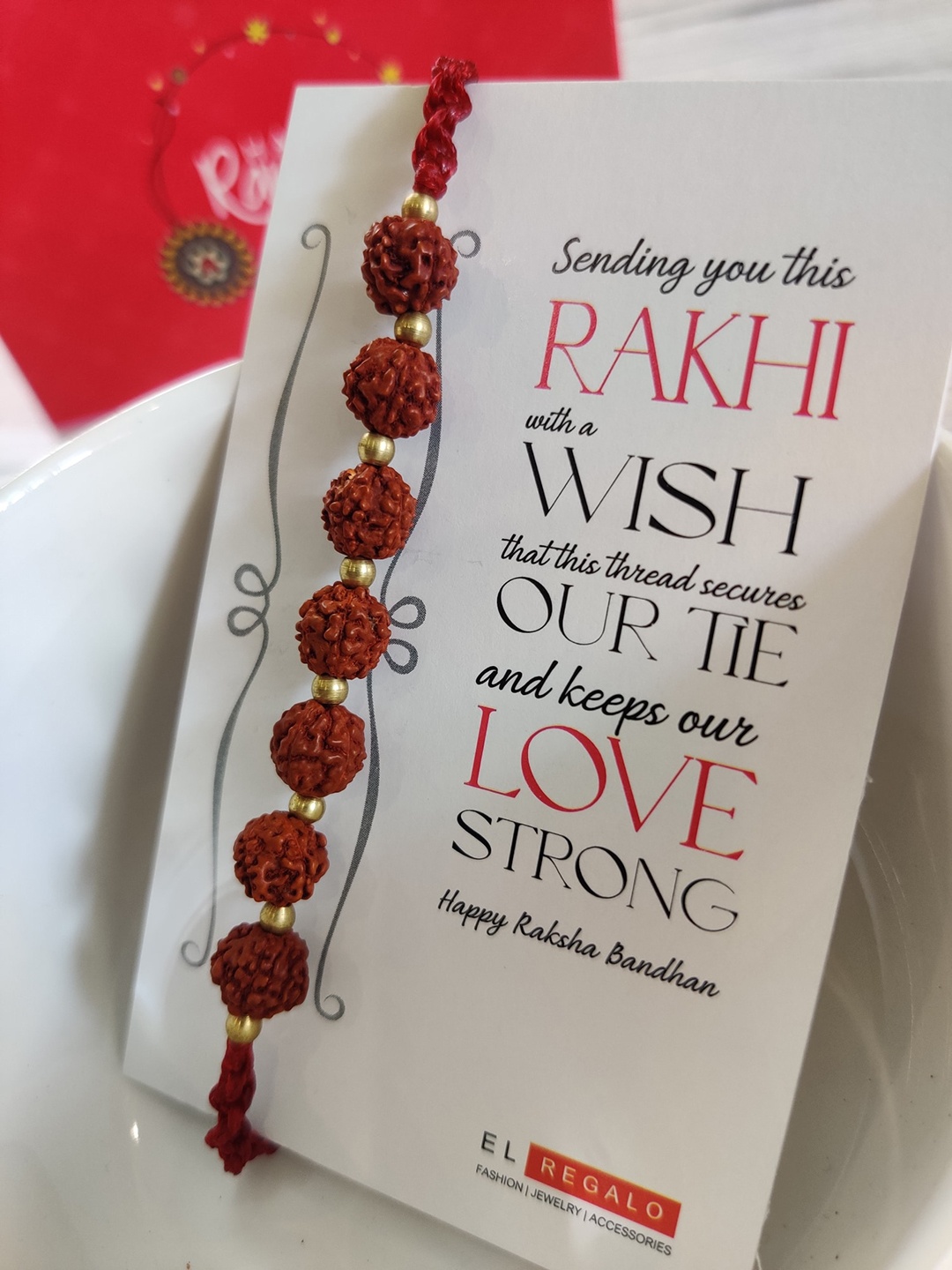

EL REGALO Brown Rudraksh Beaded Thread Rakhi