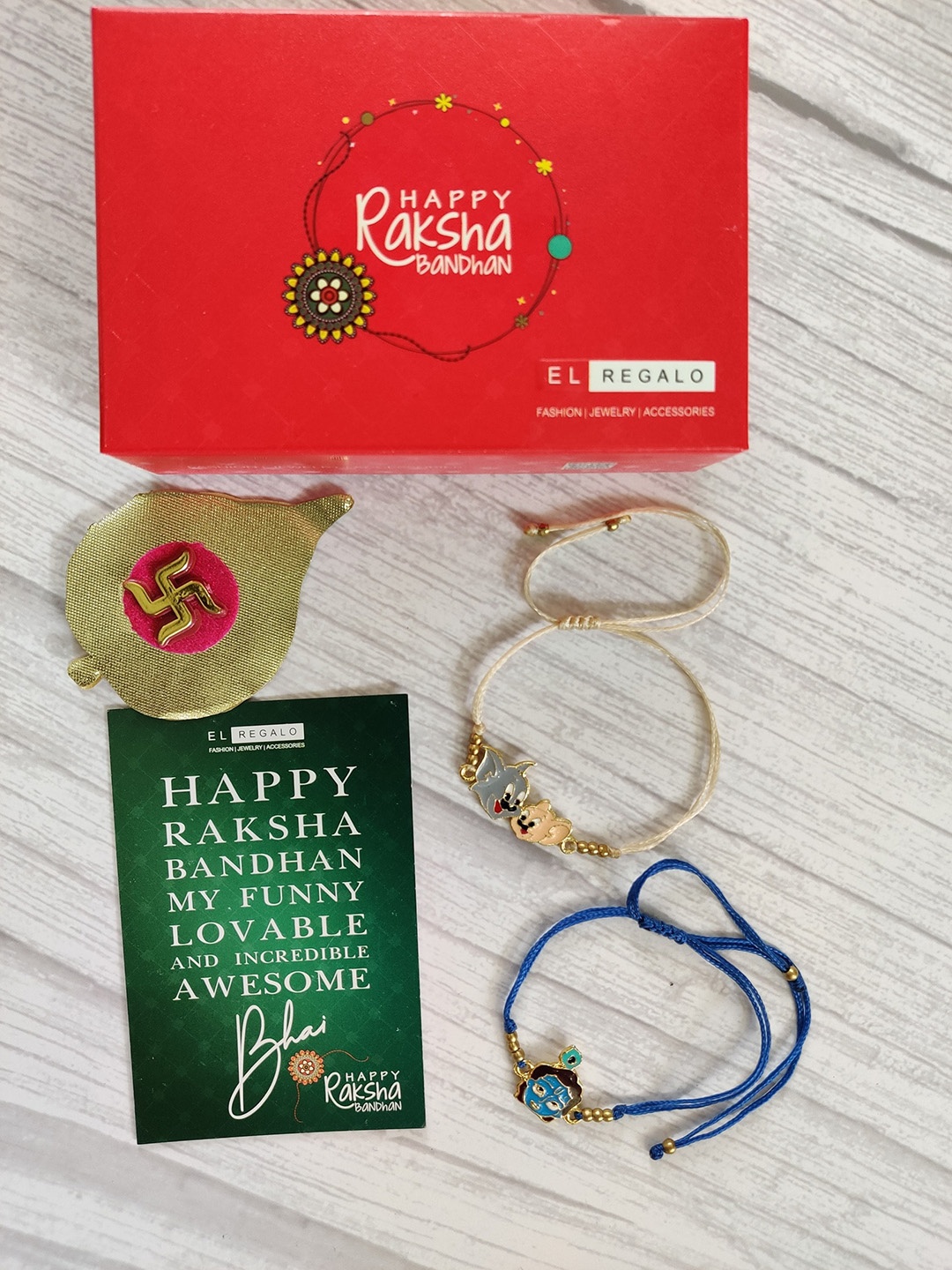 

EL REGALO Kids White 2 Pack Rakhi Gift Set