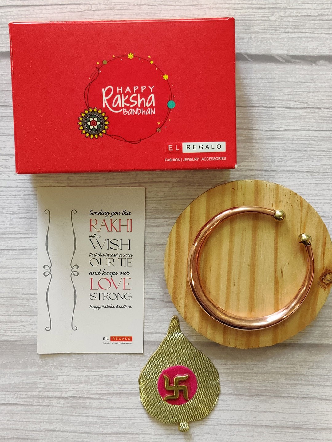 

EL REGALO Kada Rakhi With Greeting Card, Bronze