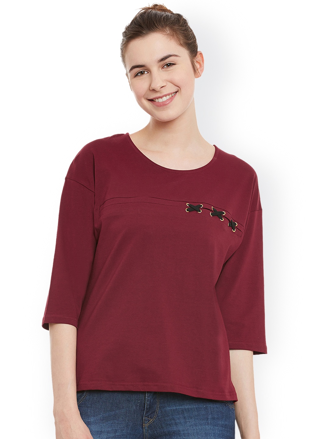 

Miss Chase Women Maroon Solid Top