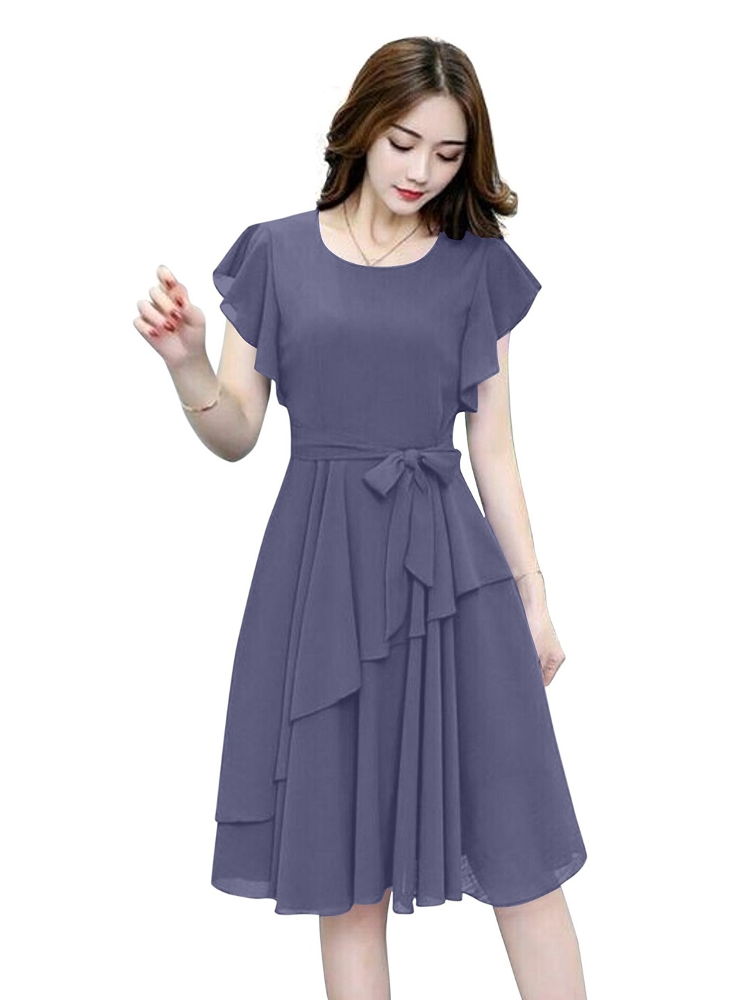 

APNISHA Grey Georgette Dress