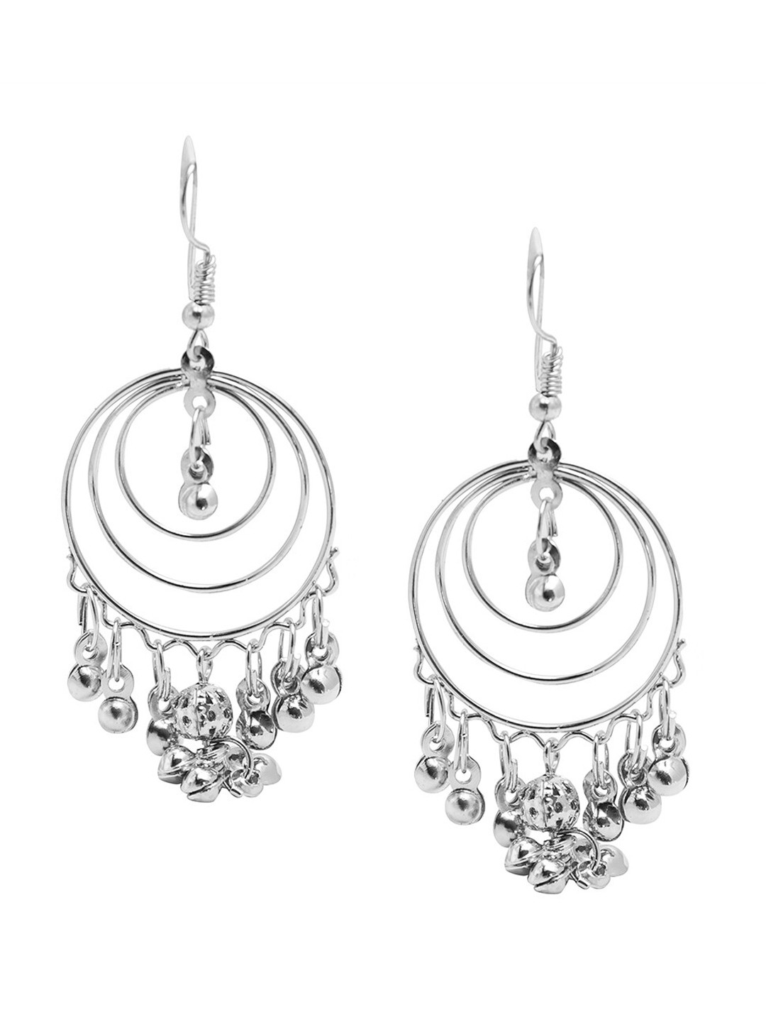

Shining Jewel - By Shivansh Silver-Toned Contemporary Drop Earrings