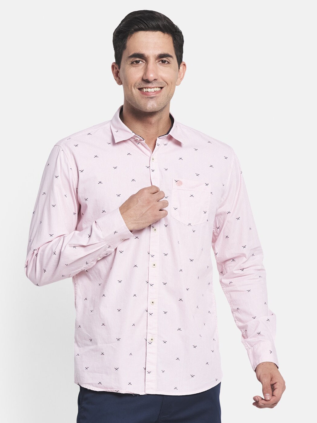 

METTLE Men Pink Printed Casual Shirt