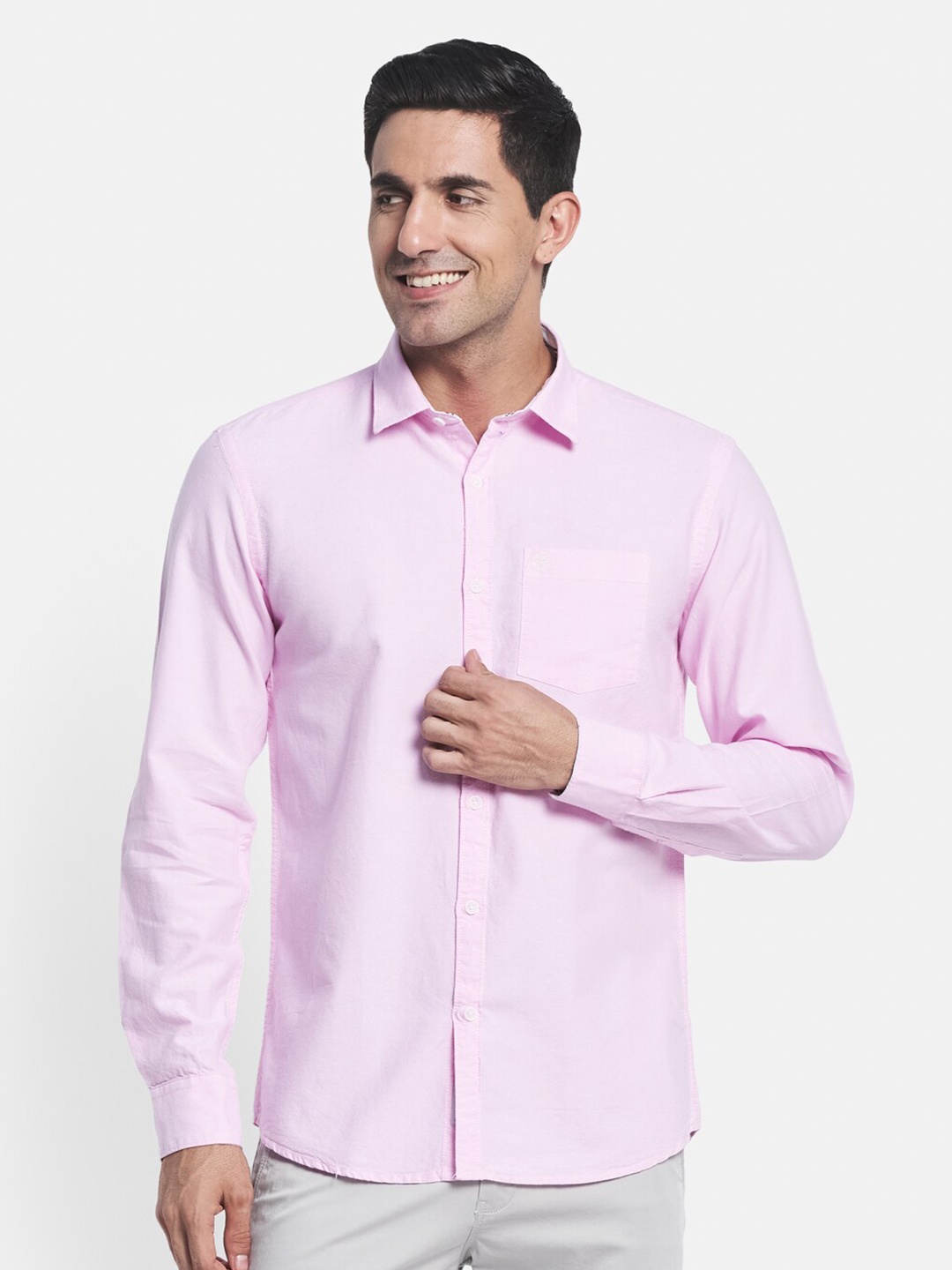 

METTLE Men Pink Cotton Casual Shirt