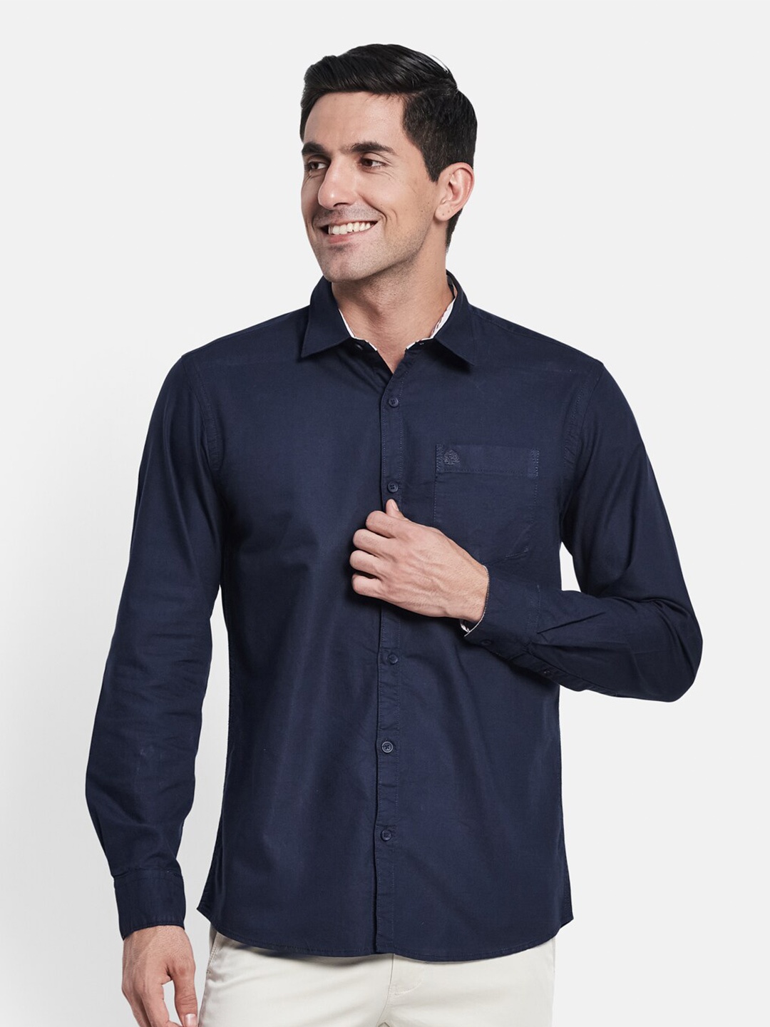 METTLE Men Navy Blue Casual Shirt