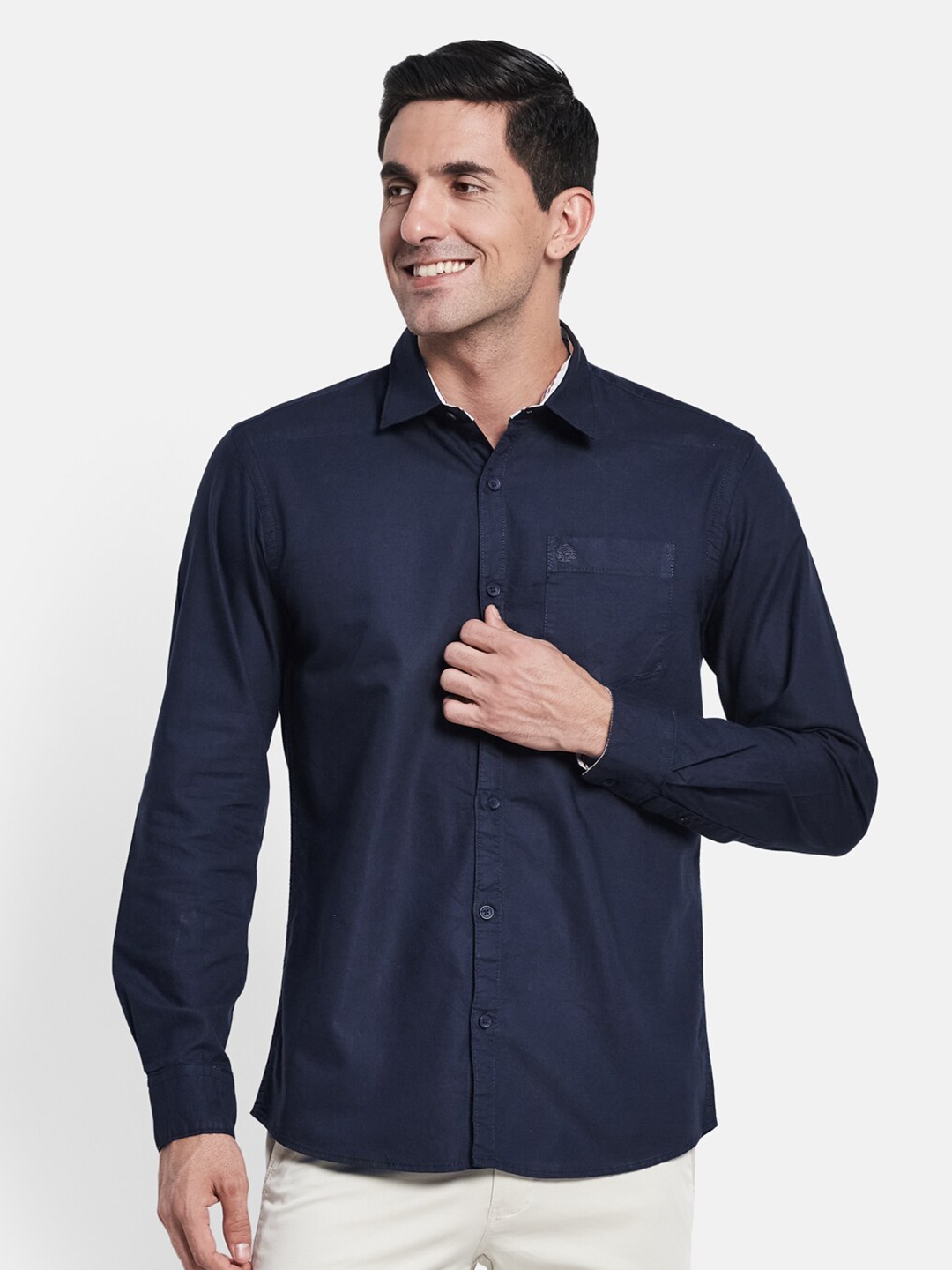 

METTLE Men Navy Blue Casual Shirt