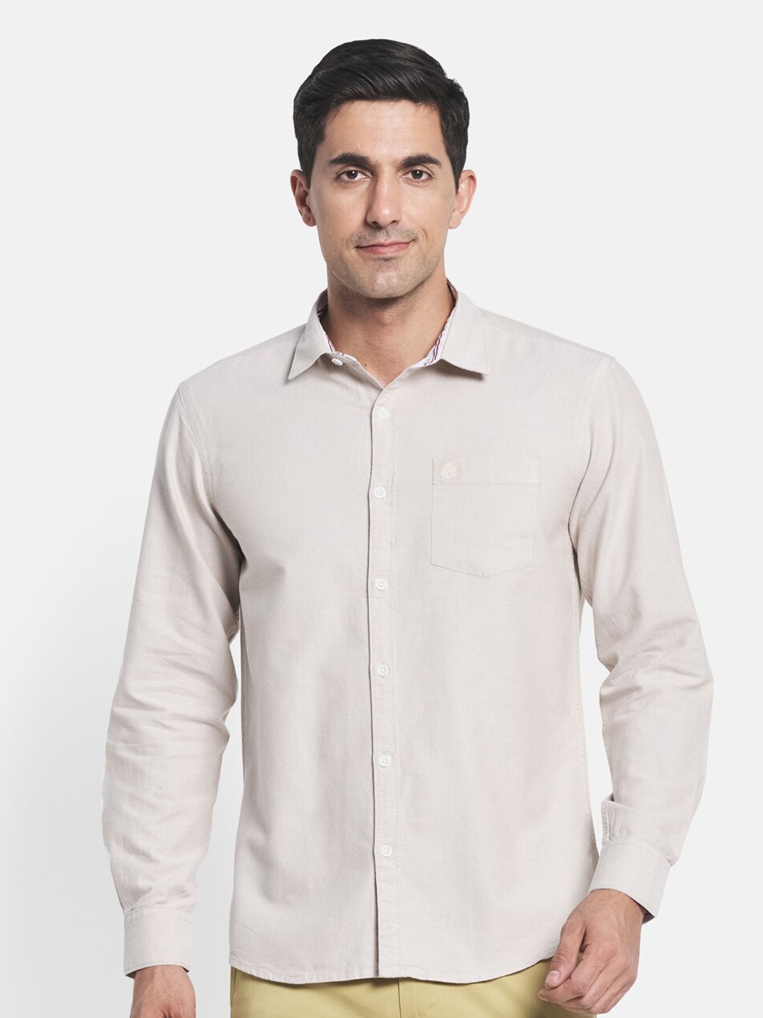 

METTLE Men Beige Casual Shirt, Brown