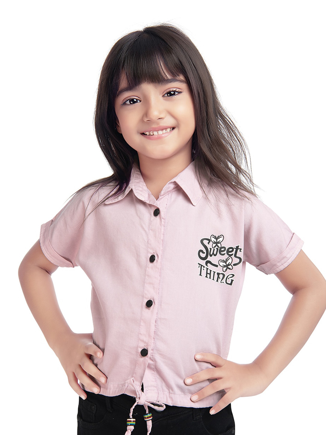 

Tiny Kingdom Girls Pink Shirt Style Top