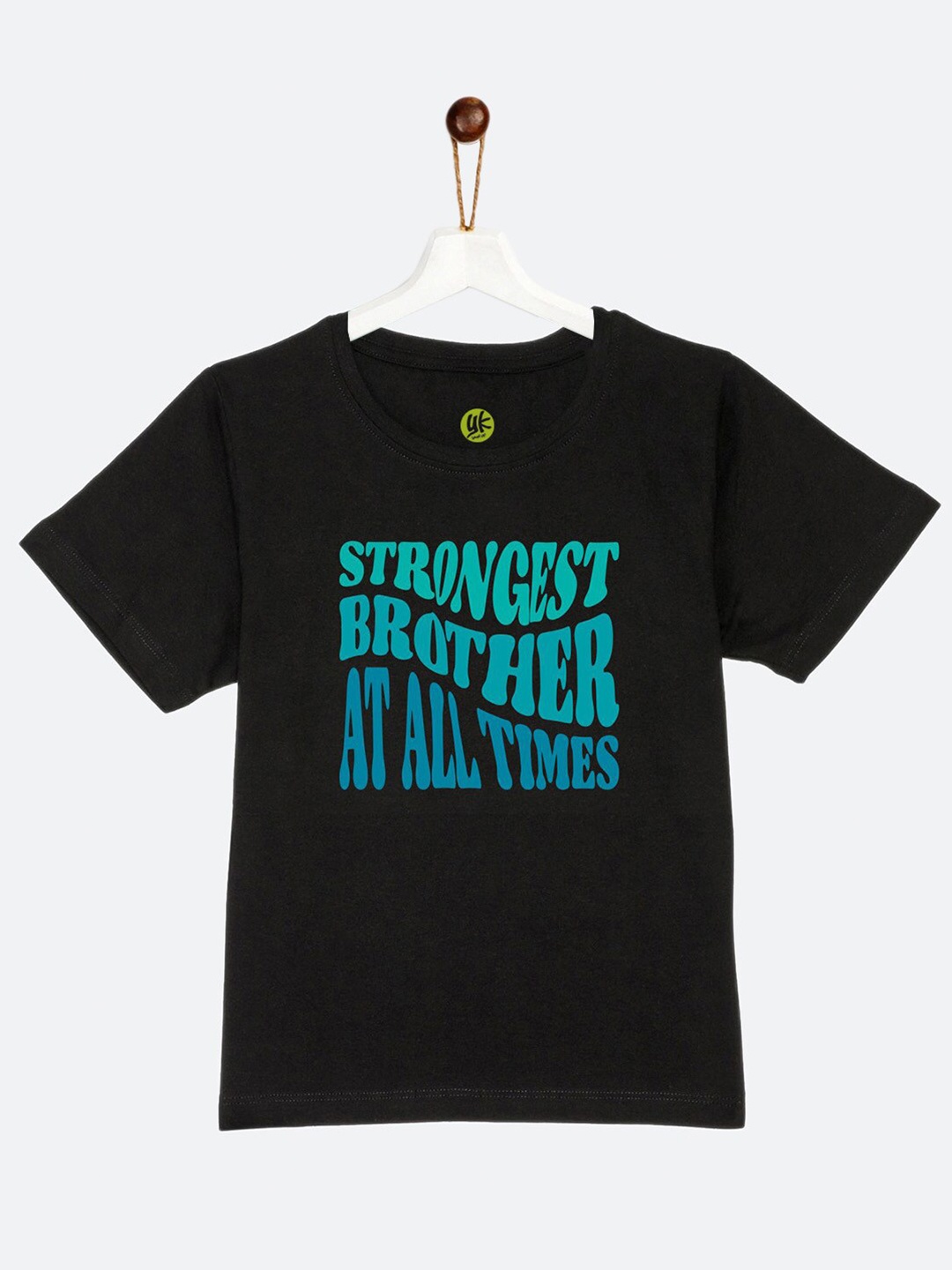 

YK Boys Black Bro Sibling Collection Printed Cotton T-shirt