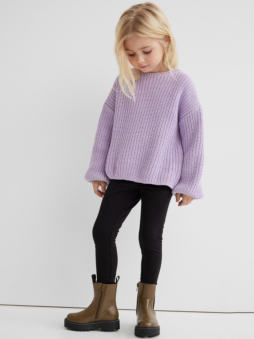 

H&M Girls Black Solid Brushed-Inside Leggings