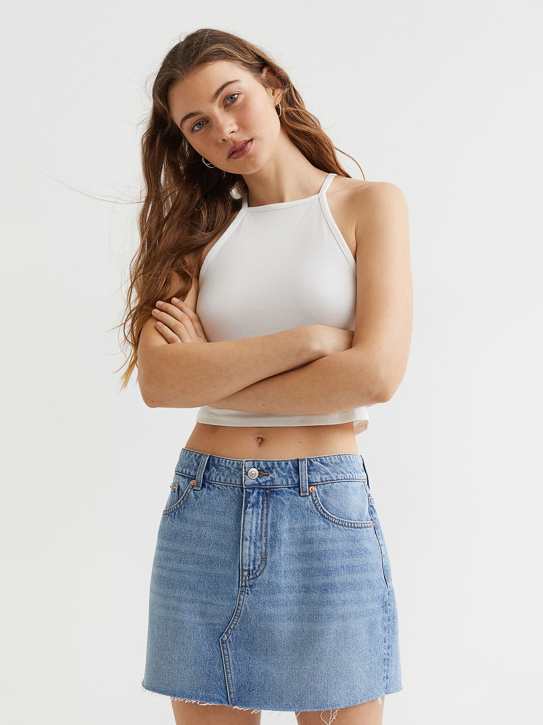 

H&M Women Blue 90s Denim Skirt