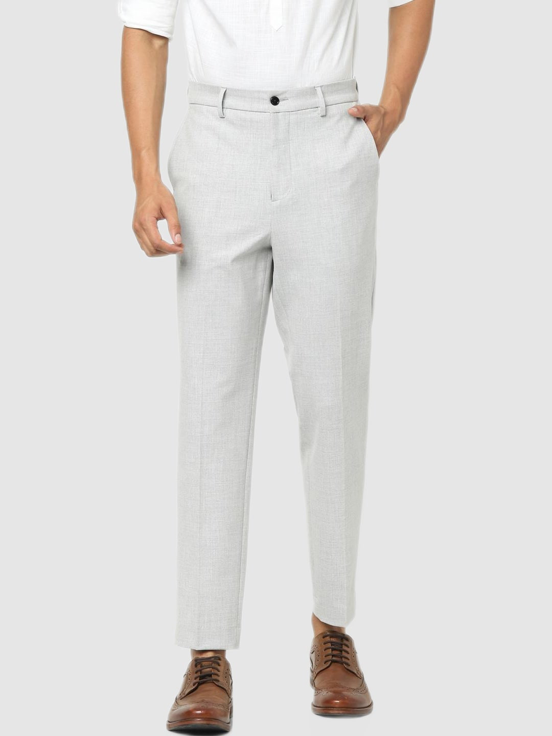 

Celio Men Off White Classic Trousers