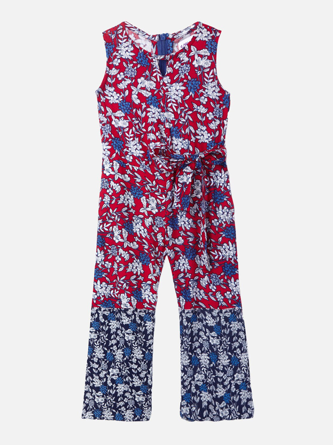 

SOULFAIRY Girls Red & Blue Printed Basic Jumpsuit
