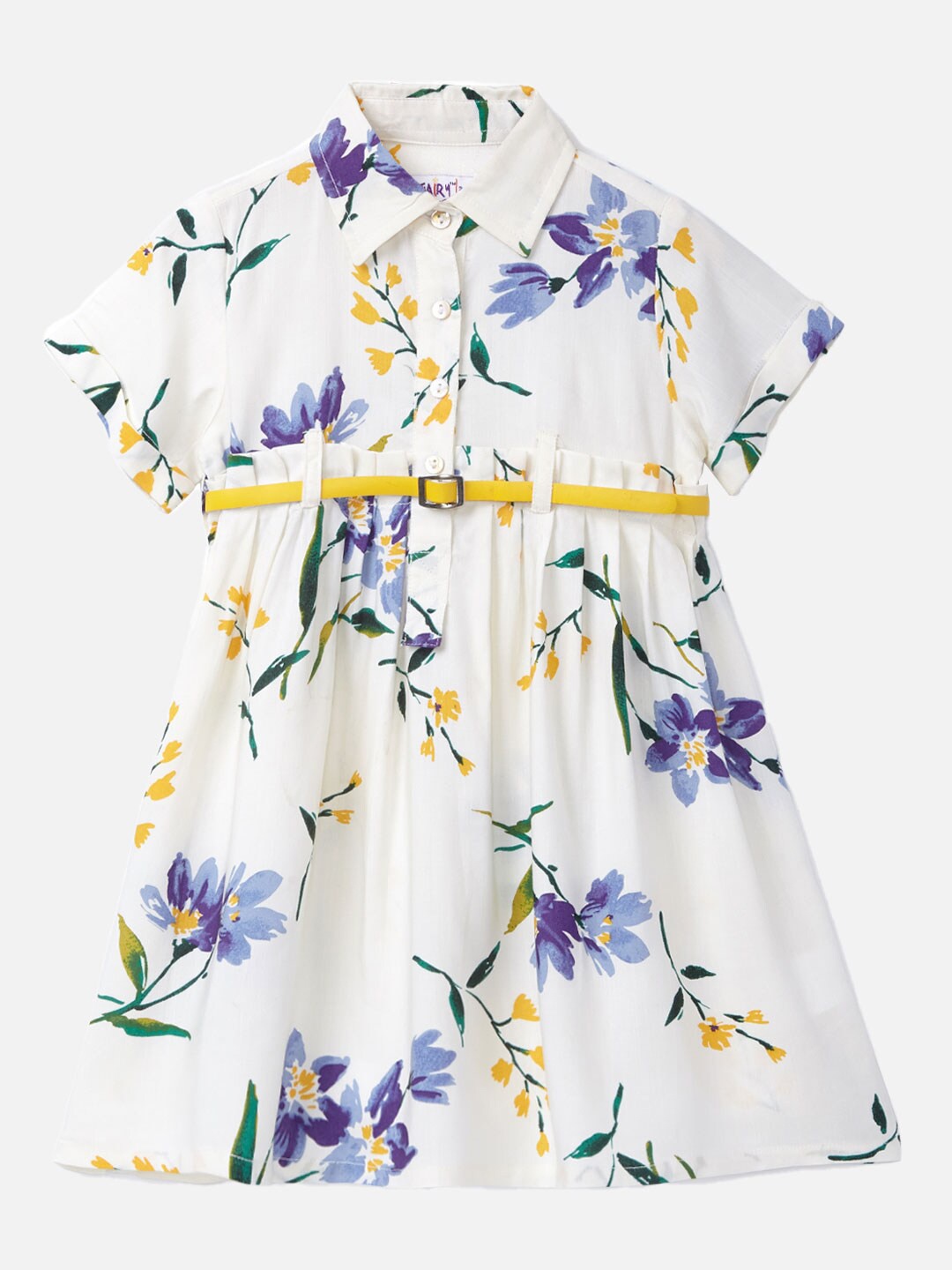 

SOULFAIRY Off White & bright gray Floral Dress
