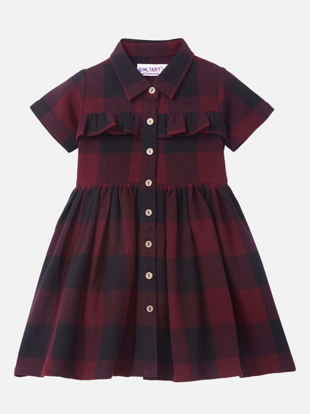 

SOULFAIRY Red Checked Shirt Dress