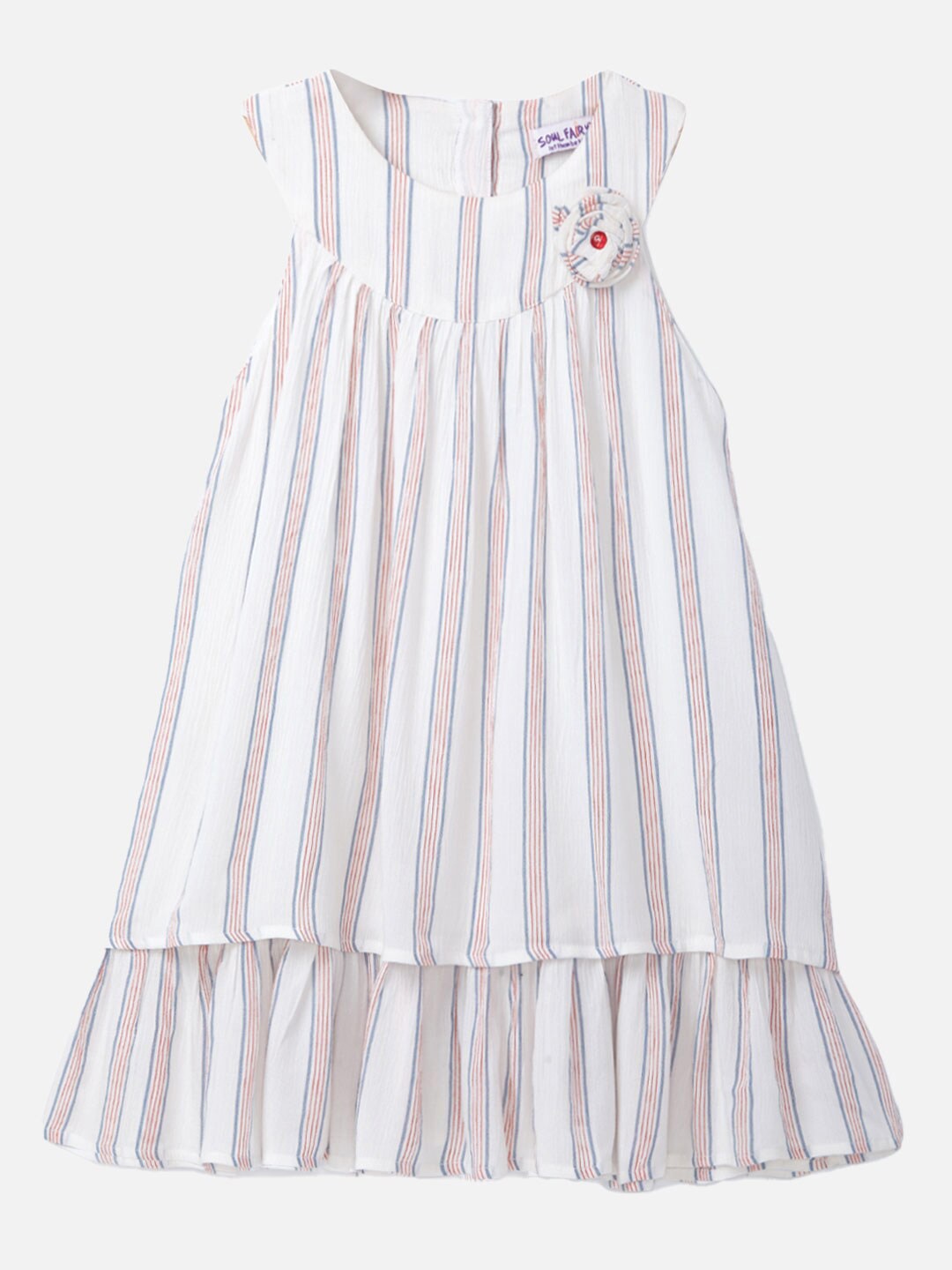 

SOULFAIRY Kids Girls Off White Striped A-Line Dress
