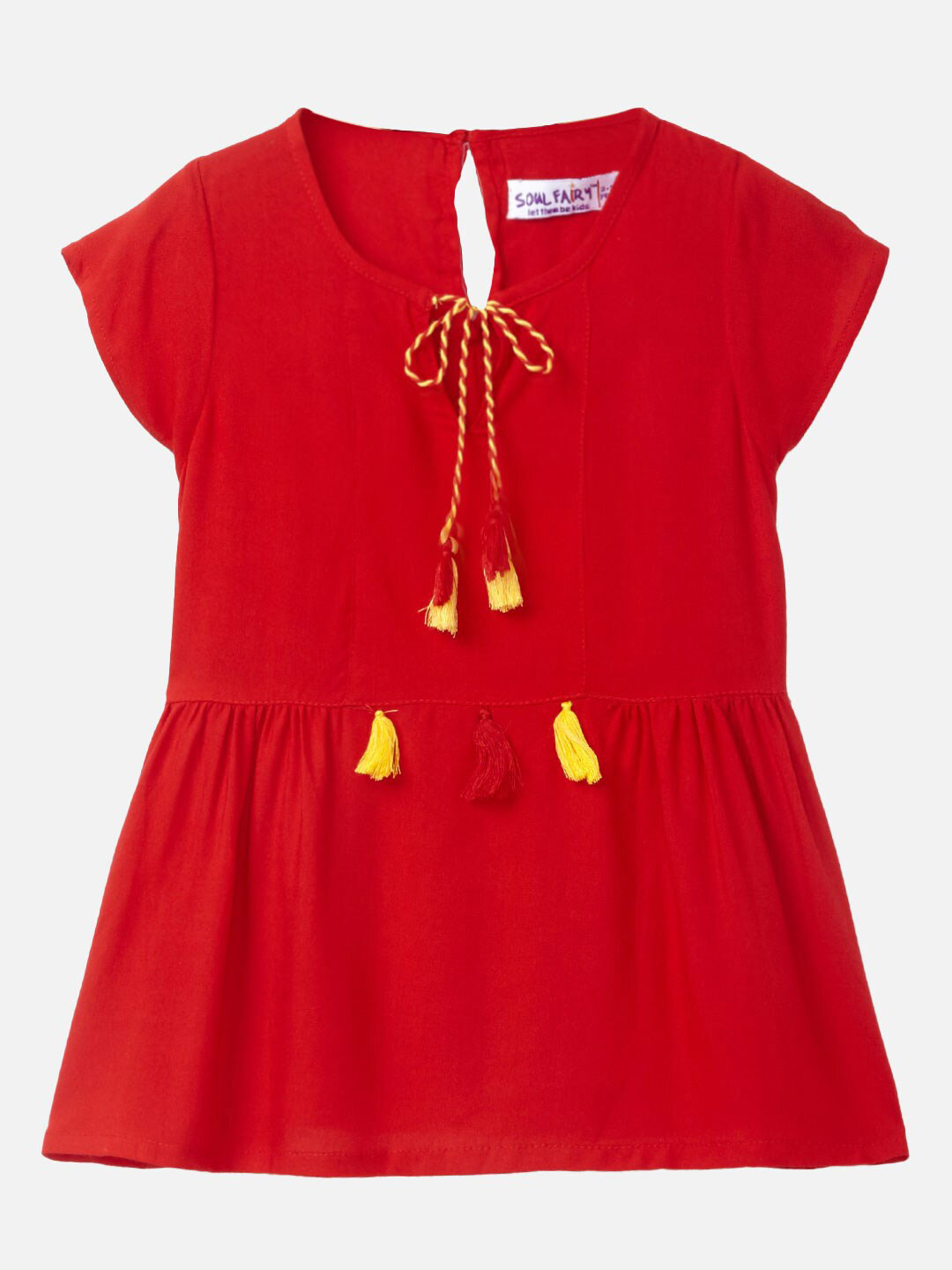 

SOULFAIRY Red Tie-Up Neck Top