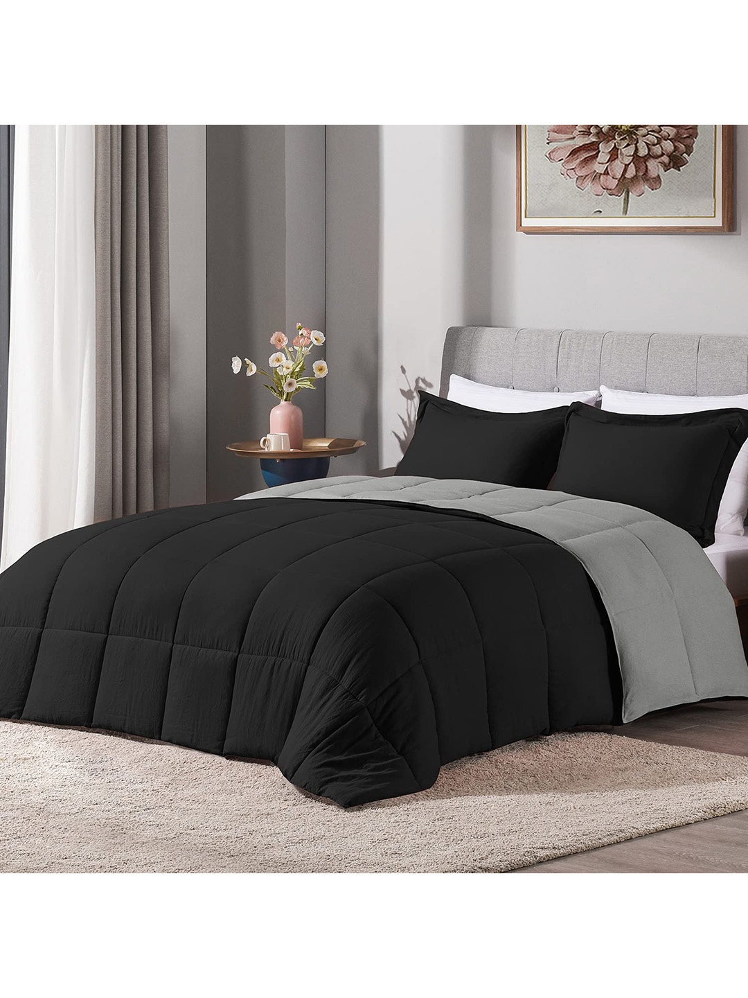 

Pum Pum Unisex Multi Blankets Quilts and Dohars, Black