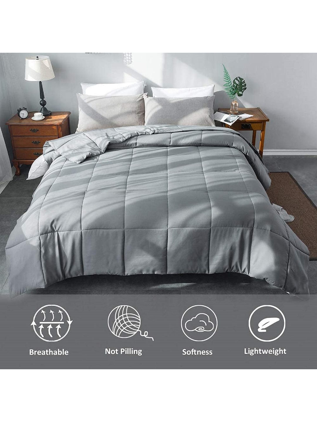 

Pum Pum Unisex Grey AC Room 200 GSM Double Bed Comforter
