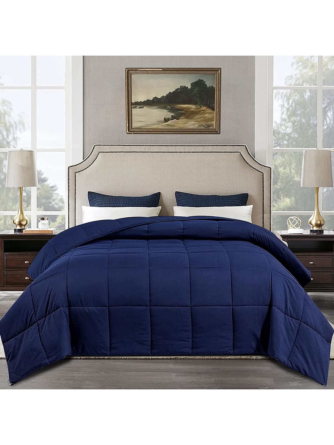 

Pum Pum Unisex Navy Blue Blankets Quilts and Dohars