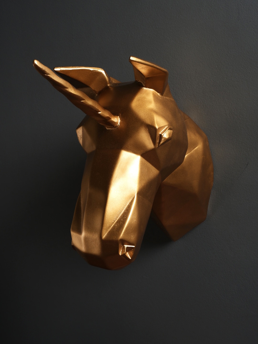 THE WHITE INK DECOR Unisex Gold Toned Unicorn Figurine Showpieces