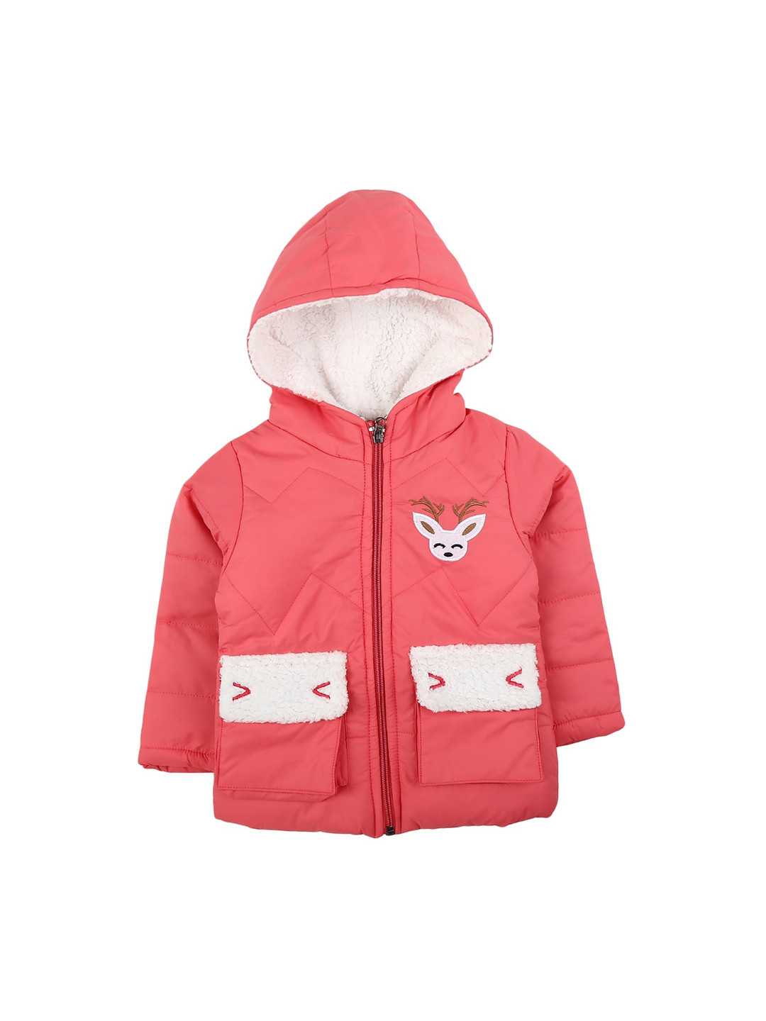 

V-Mart Unisex Kids Pink Colourblocked Acrylic Lightweight Crop Puffer Jacket