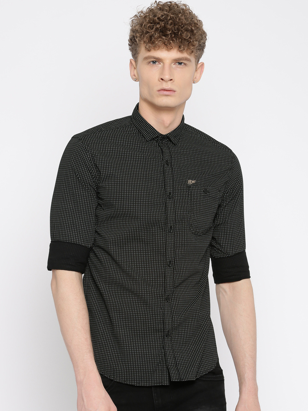 

Ed Hardy Men Black Slim Fit Printed Casual Shirt