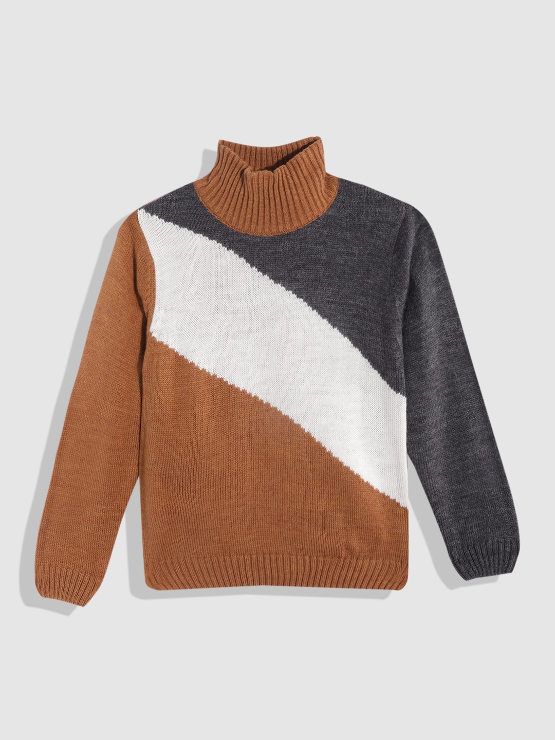 

YK Boys Colourblocked Pullover, Brown