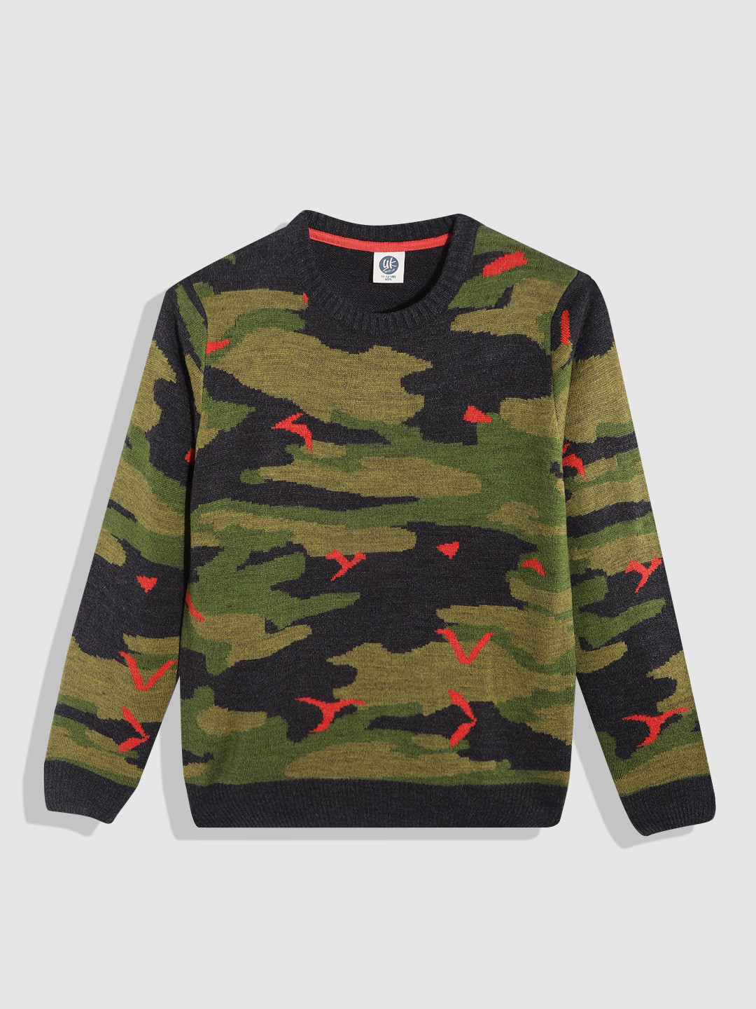 

YK Teen Boys Green & Black Camouflage Pullover