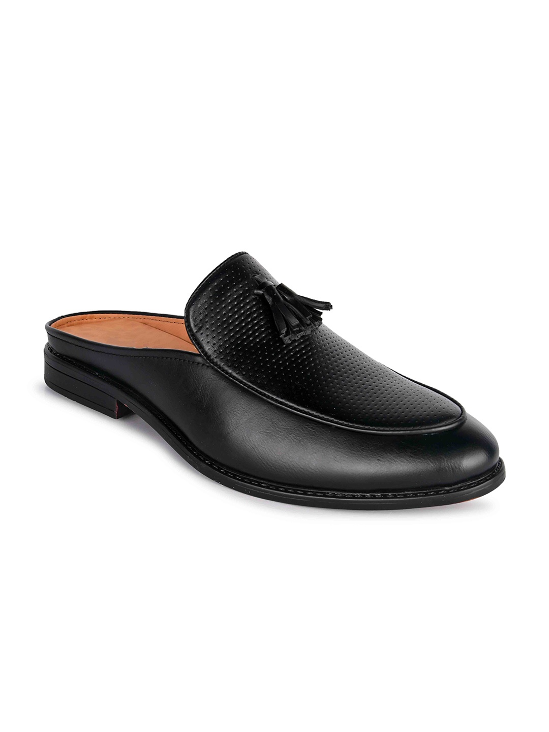 

Blammo Men Black Textured Slip-on Mules