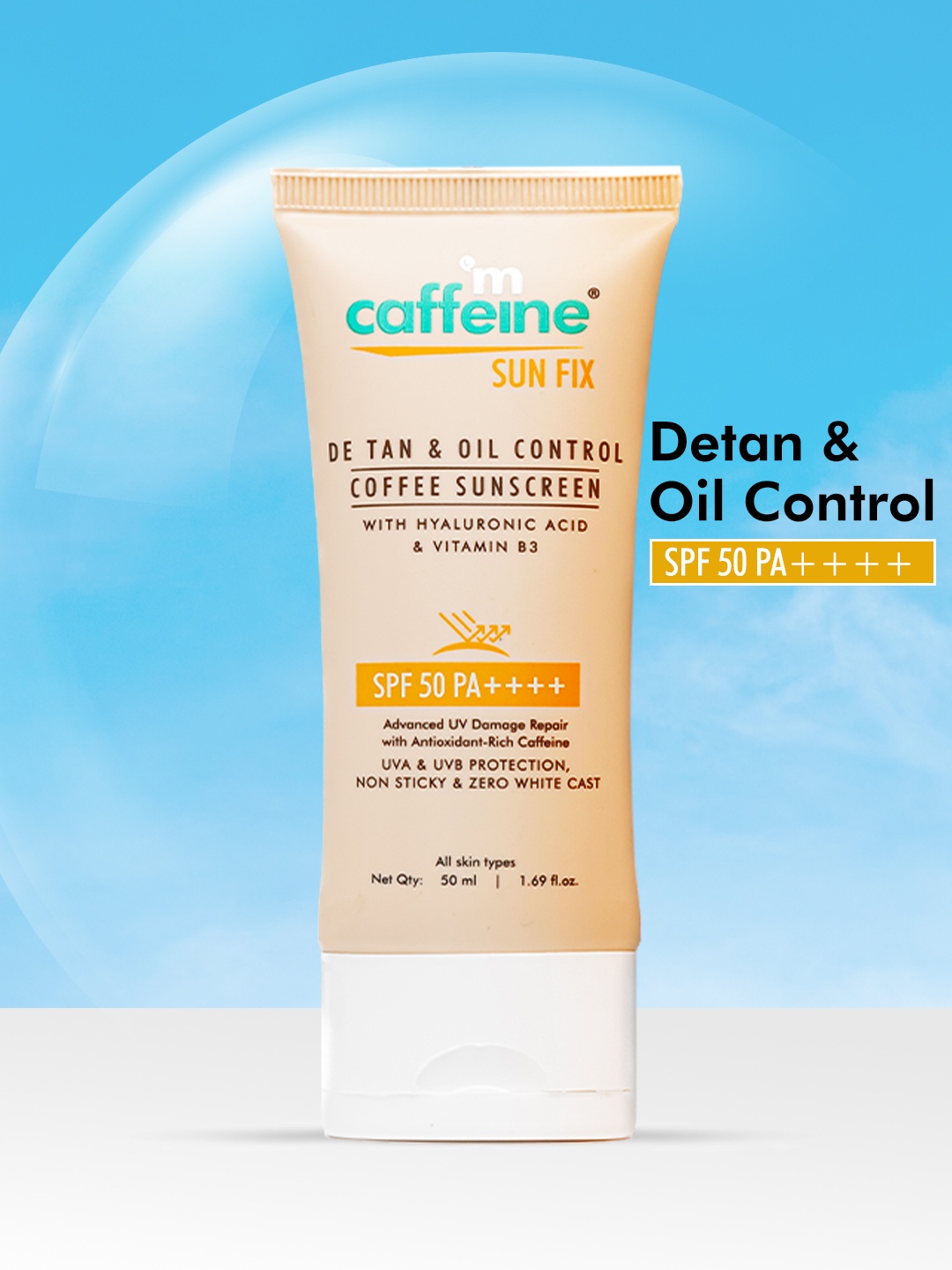 

MCaffeine Naked & Raw Coffee Sunscreen Lotion SPF 50 PA++ 50 ml, Black