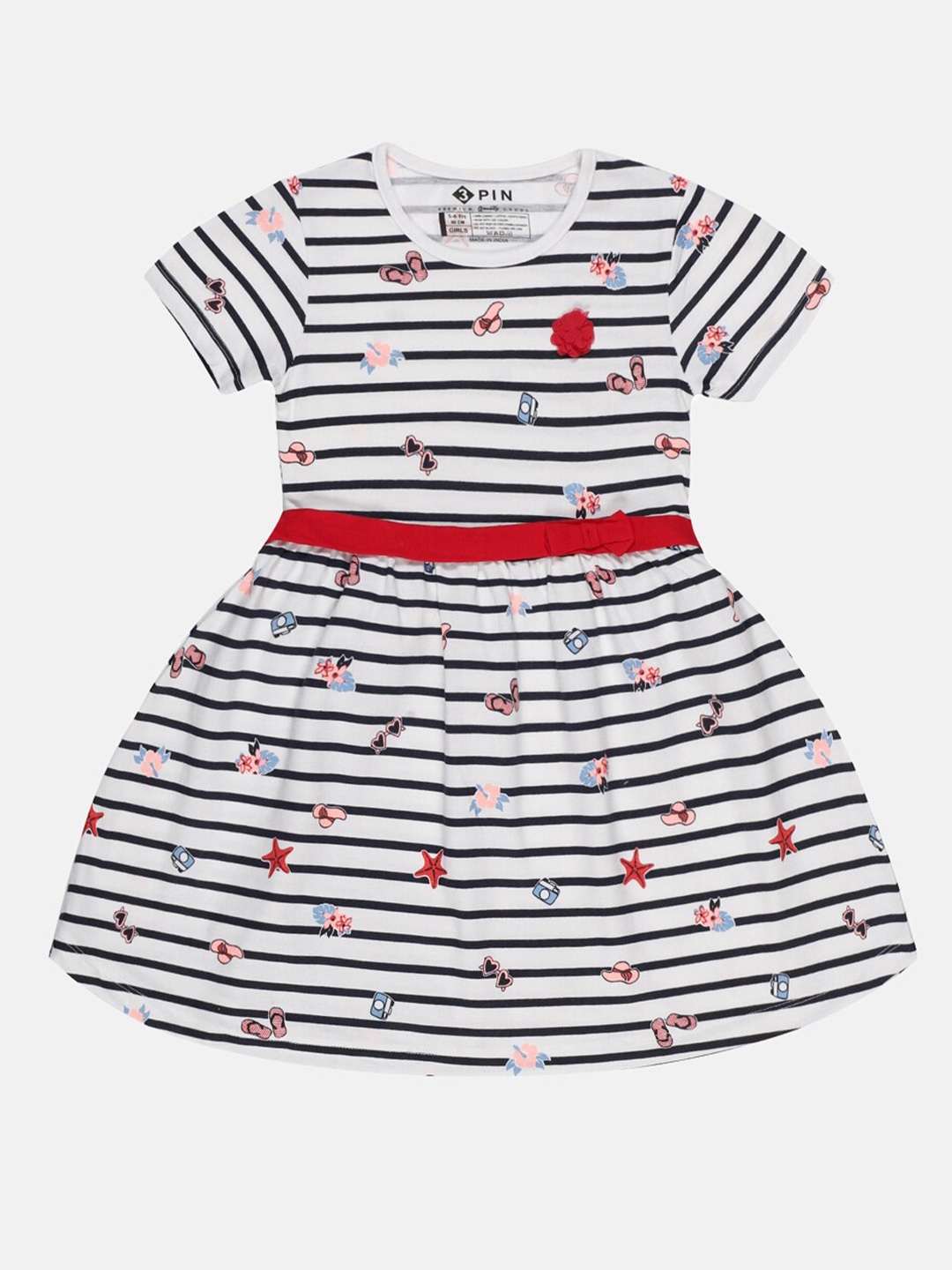 

3PIN White Striped Dress