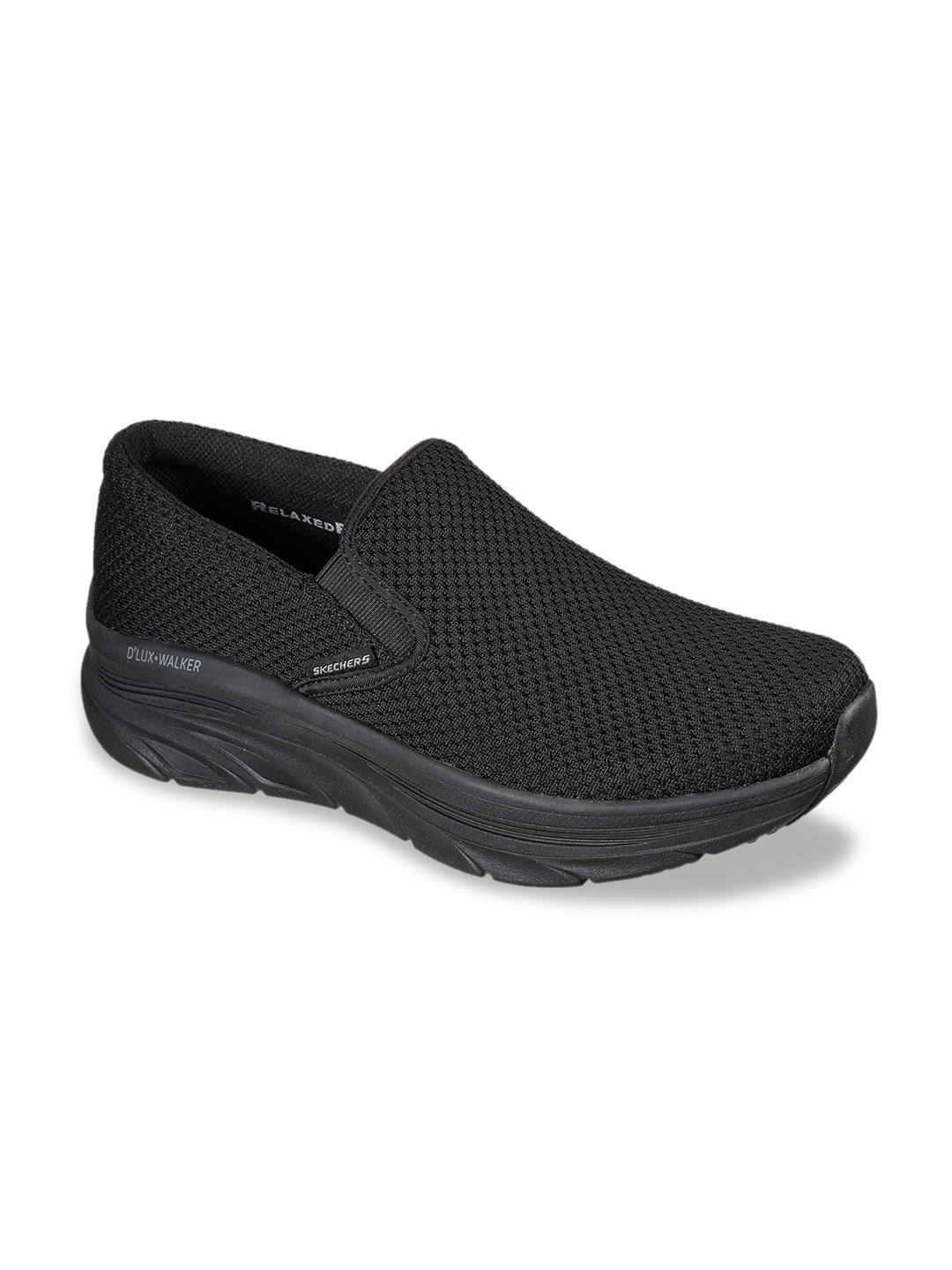 

Skechers Men Black Woven Design Slip-On Sneakers