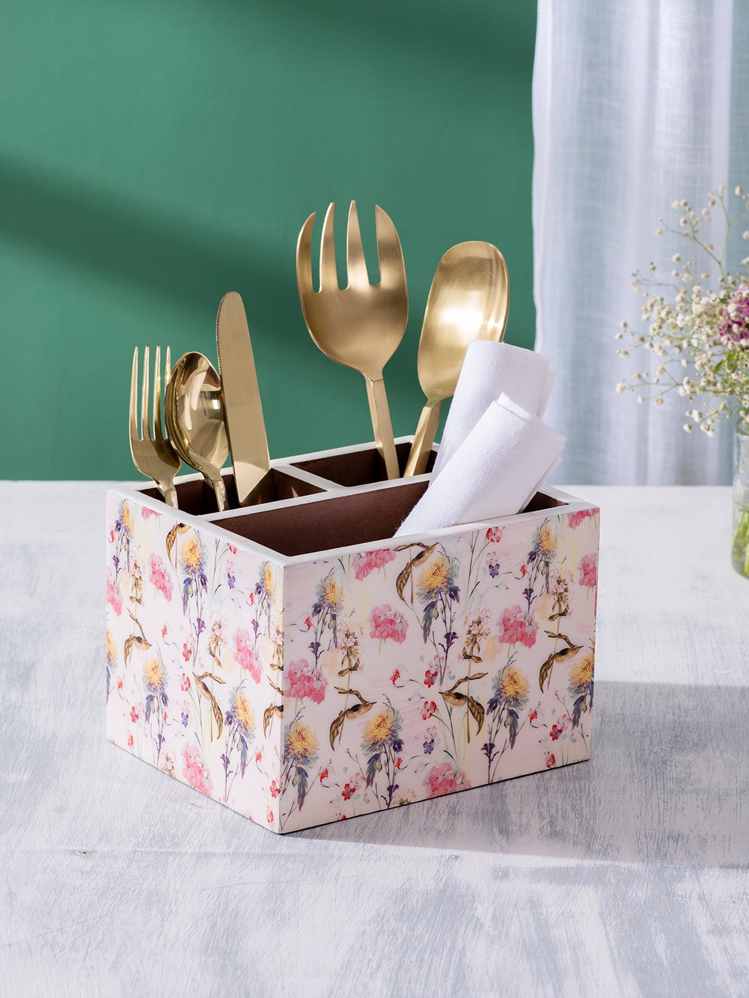 

nestroots Pink Printed Cutlery Stand