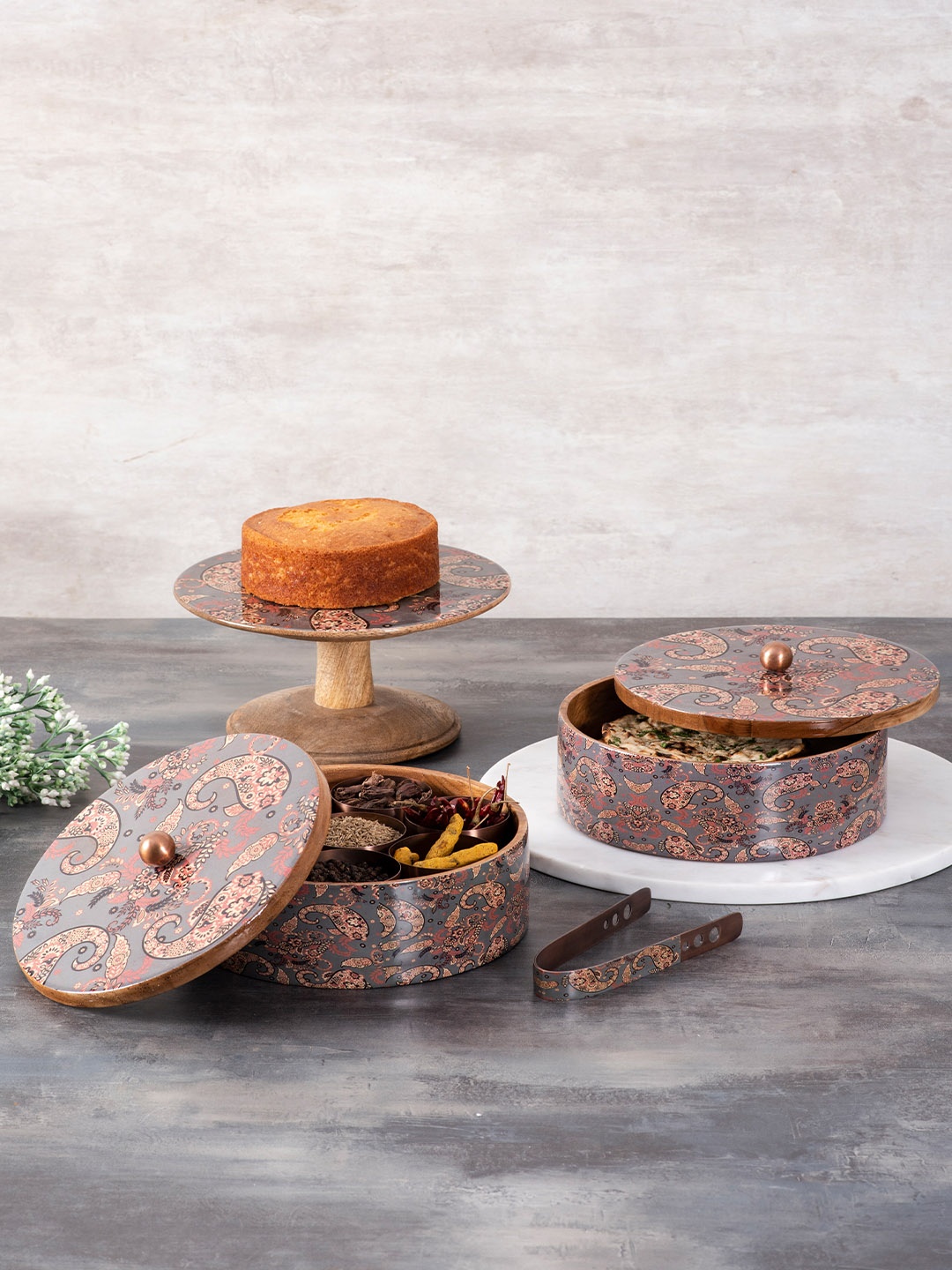

nestroots Grey & Brown 3 Pieces Wooden Serving Collections