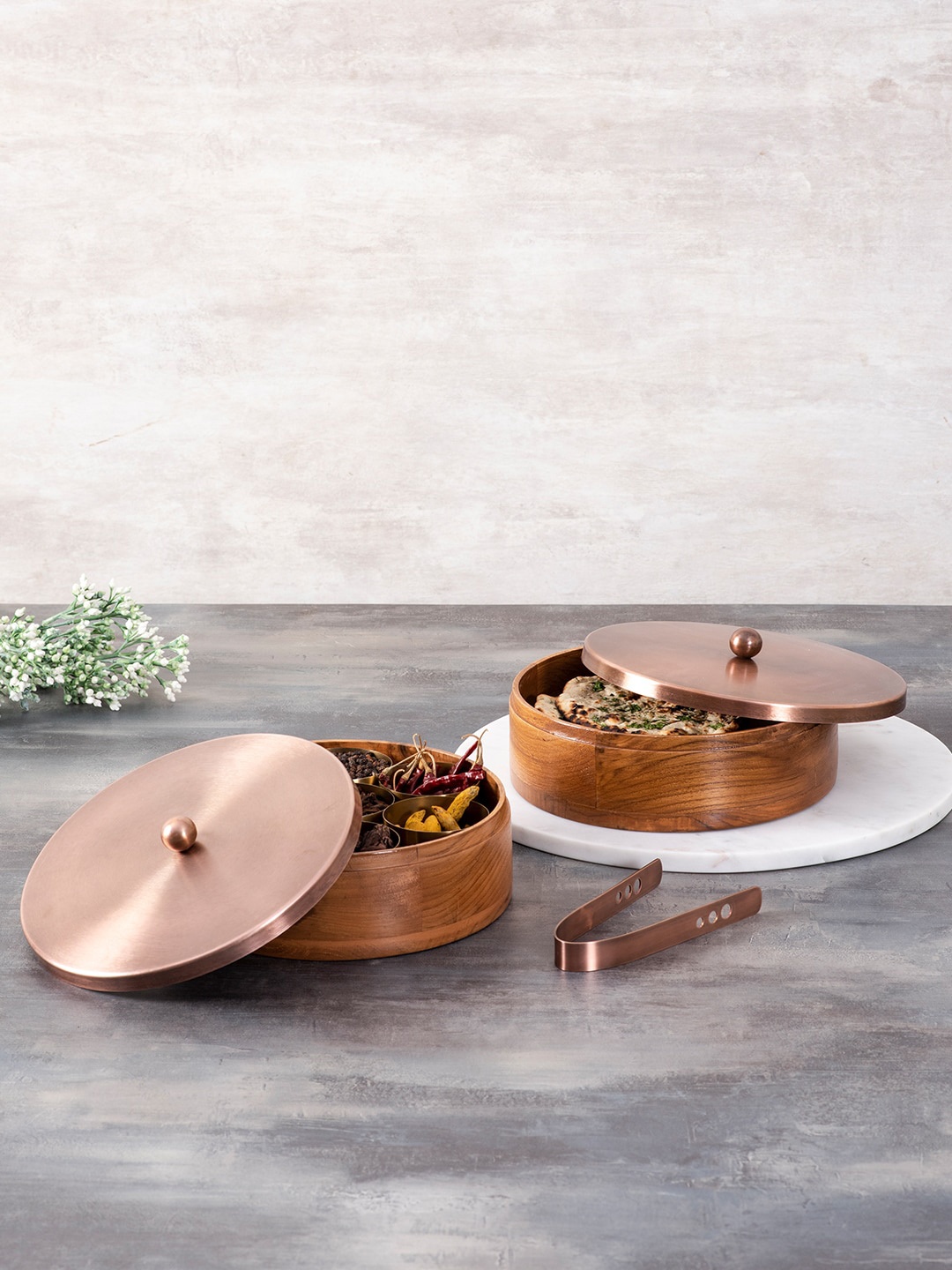 

nestroots Wooden Brown & Copper Toned 3 Pcs Serving Collections