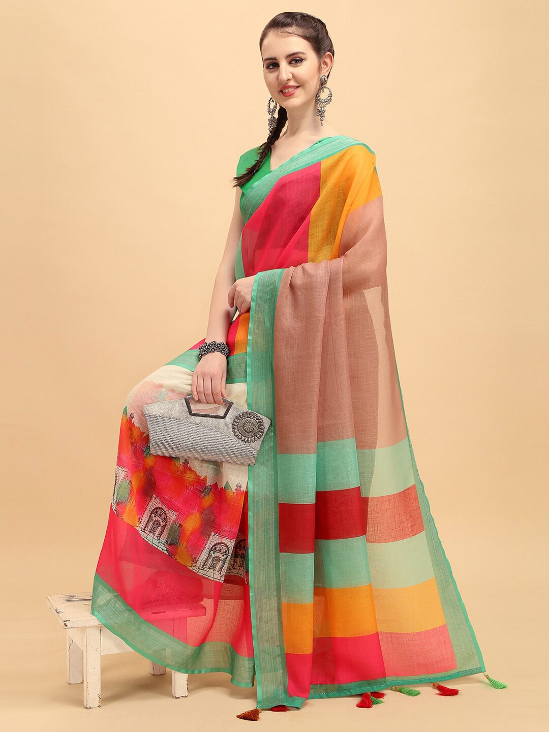 

Sangria Women Multi Sarees, Green