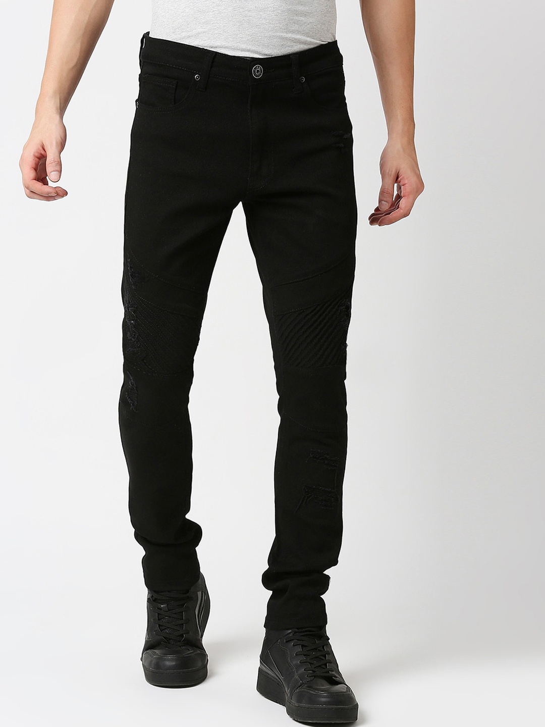 

WAIMEA Men Black Skinny Fit Embellished Stretchable Jeans