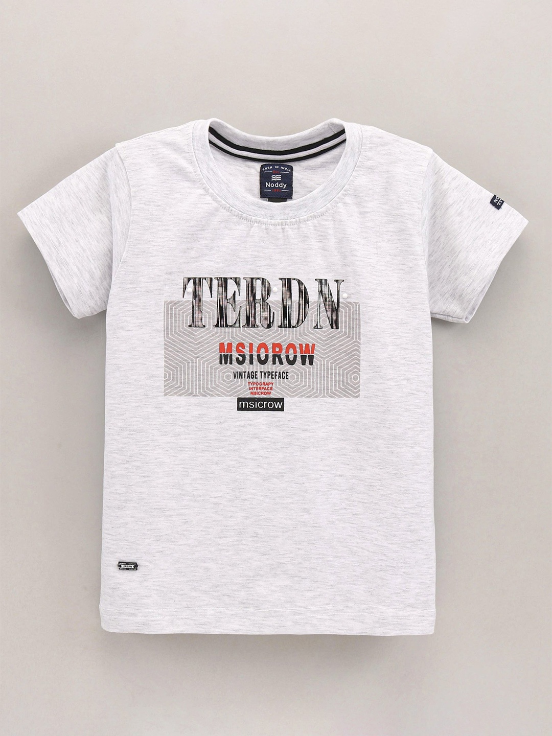 

Noddy Boys Grey Typography Printed T-shirt, Grey melange