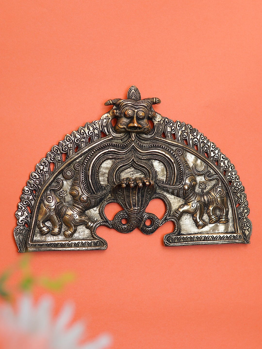 

StatueStudio Metallic Brass Prabhavali Temple Design Frame