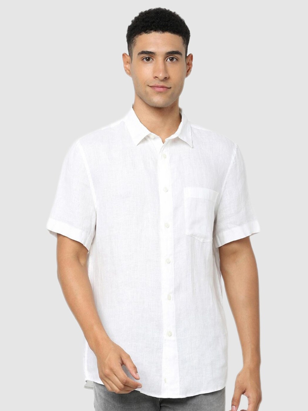 

Celio Men White Classic Linen Casual Shirt