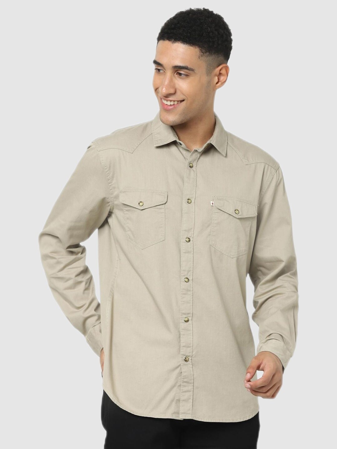 

Celio Men Beige Classic Regular Fit Cotton Casual Shirt