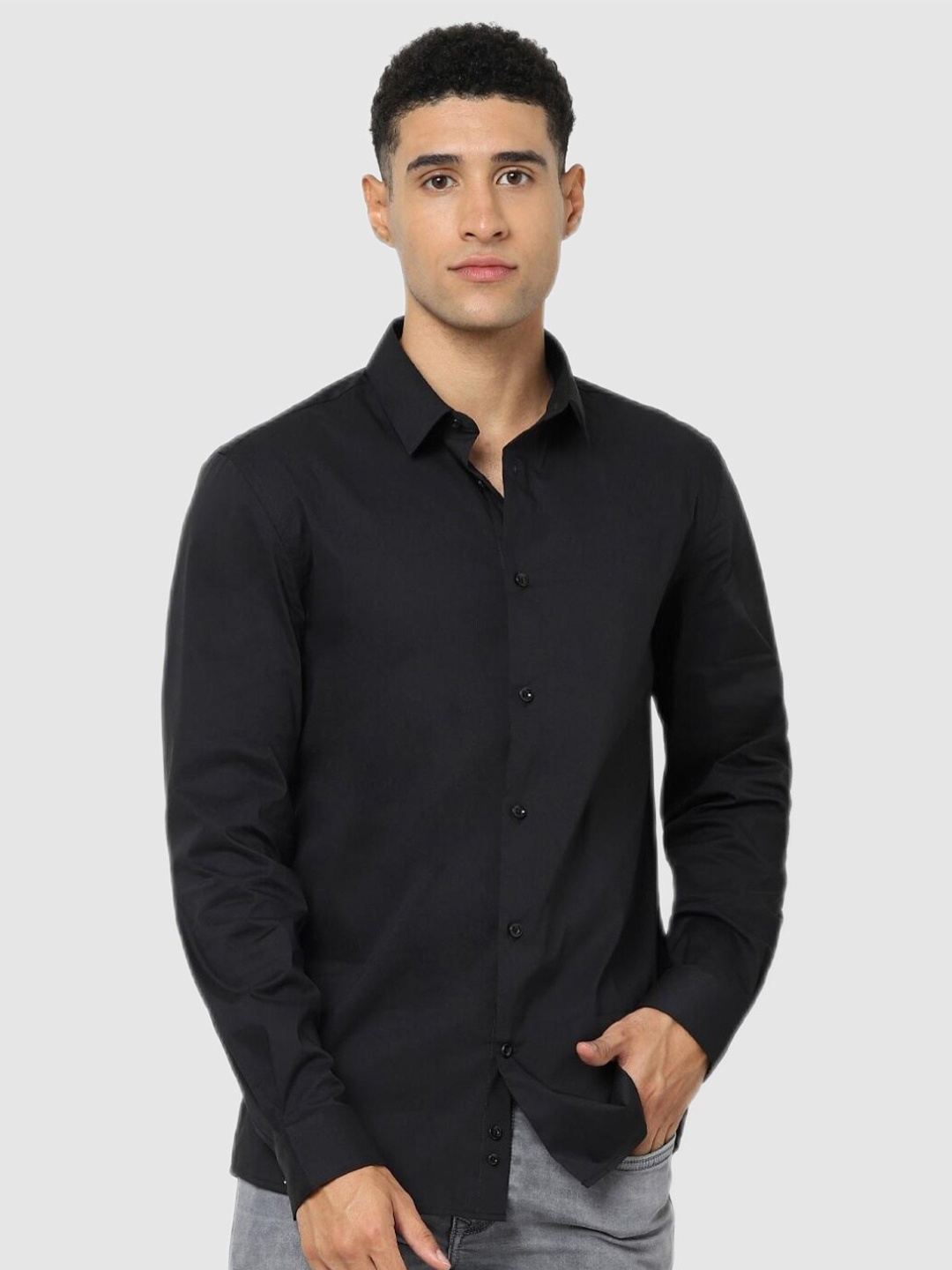 

Celio Men Black Classic Casual Shirt