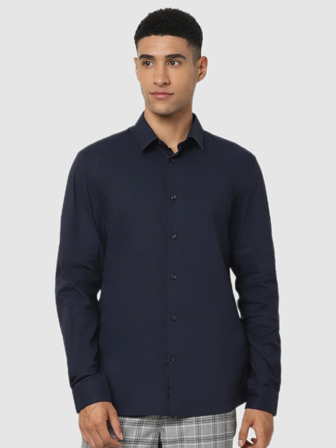 

Celio Men Navy Blue Classic Casual Shirt