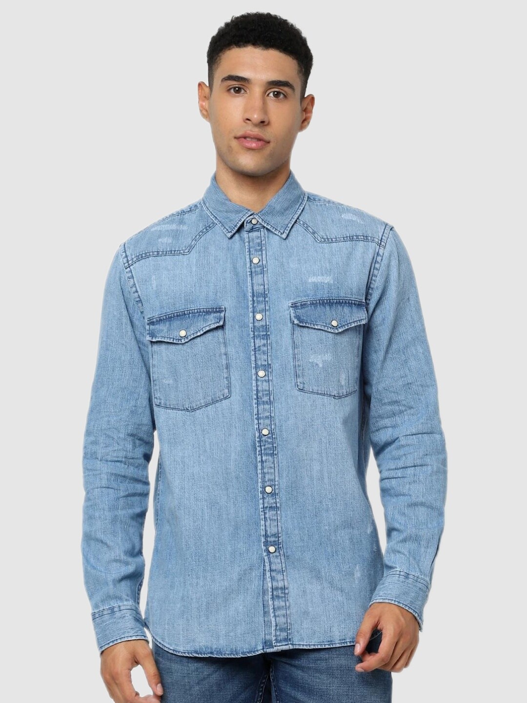 

Celio Men Blue Casual Shirt